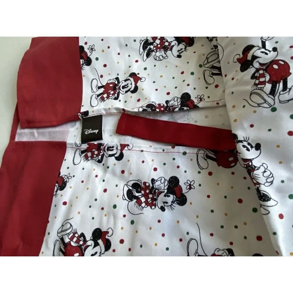 Disney Mickey Minnie‎ Mouse CHRISTMAS Cheer Kitchen Farmhouse Full Apron NEW